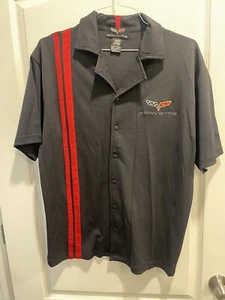 Corvette button down Polo shirt xl Black Red Short Sleeve Men's - Picture 1 of 6