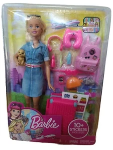 Barbie Dreamhouse Adventures Doll Airplane Travel Set Puppy Luggage Accessories - Picture 1 of 5