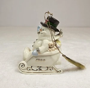 Lenox 1999 Annual Snowman Tree Ornament Sleigh full of Smiles Original Box - Picture 1 of 7