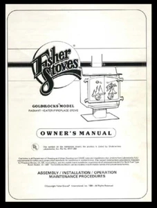 Fisher Stoves GOLDILOCKS Owners Manual For Heater Fireplace Stove Maitenance Pro - Picture 1 of 2