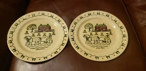 Set 2 Vintage 1950s Metlox Poppytrail Homestead Provincial 10 Inch Dinner Plates - Picture 1 of 7