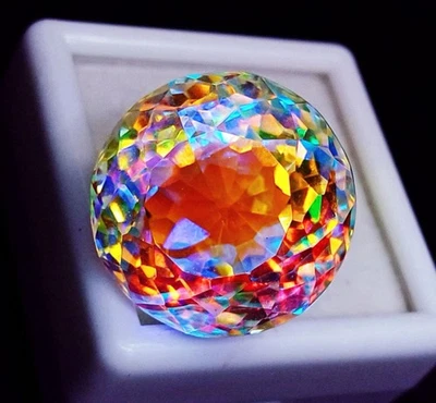 Loose Gemstone Round Cut Mystic Quartz 47.90 Ct Certified With Free Gift - Image 1 of 4