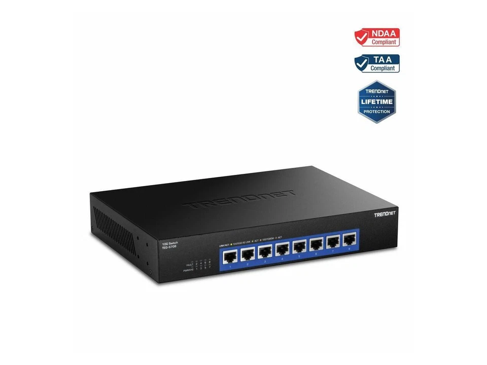 TRENDnet 8-Port 10G Switch TEG-S708 8 x 10G RJ-45 Ports 160Gbps Switching