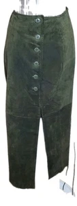 Falda De Colección Global Identity Cuero Verde Gamuza Talla 5/6 Botones Abertura - Imagen 1 de 12