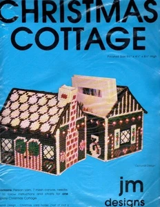 NOS 1980 JM DESIGNS WEIHNACHTSHAUS KUNSTSTOFF LEINWAND SET LEBKUCHEN - Bild 1 von 2