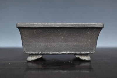 Japanese Bonsai Pot 2nd HEIAN TOFUKUJI 3.2"(8.1cm) Unglazed Rectangle L433 - Image 1 of 4