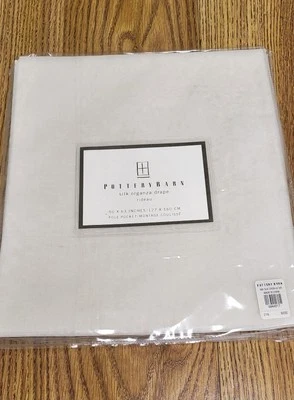 Pottery Barn 100% Silk Organza Rideau Drape Panel Ivory 50 X 63 Inch Pole Pocket - Image 1 of 4