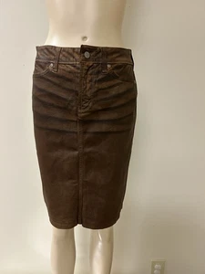 NYDJ brauner Kunstlederrock Größe 2 Heben + Biesen gebraucht, in einwandfreiem Zustand - Bild 1 von 6