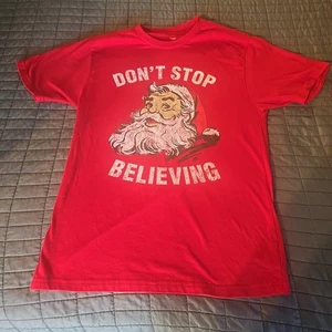 Don't Stop Believin' Unisex Softstyle T-Shirt Small Weihnachten Weihnachtsmann. A - Bild 1 von 6