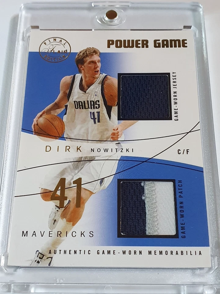 2003 Flair Edición Final Dirk Nowitzki #Parche/41 Camisetas dobles usadas en el juego - Raras Foto 1 de 4