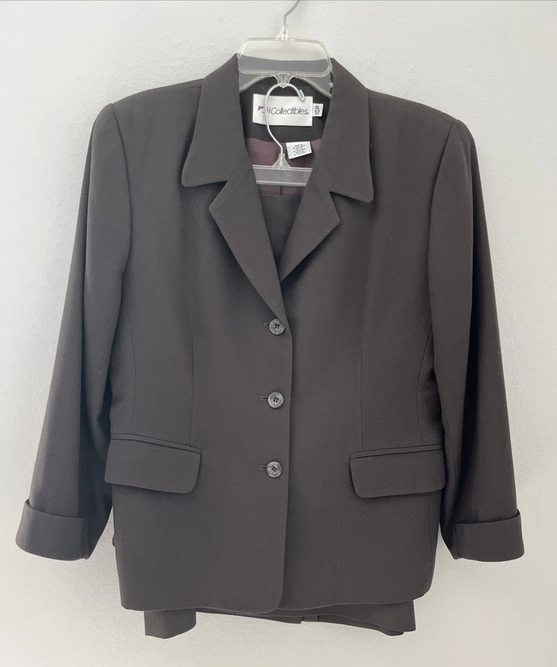 VTG JH Collectibles Wool Skirt Suit 2 Piece Jacket Blazer USA Sz 12 Brown Career - Image 1 of 4