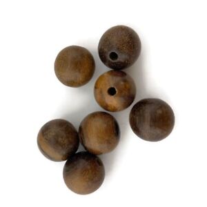 Wood 19mm to 20mm Medium Brown Round 11pcs Hand Cut Waxed Loose Wooden Beads