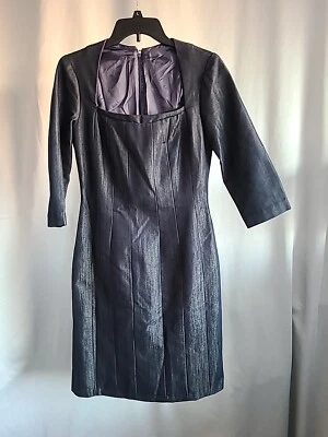 Vintage 70s Handmade Denim Dress Striped Long sleeve Buttons Zip  - Image 1 of 4