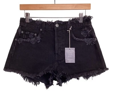 Pantalones Cortos de Denim Carmar Talla 27 Bianca Relajados Tiro Alto Nuevos con Etiquetas Negro Envejecido Foto 1 de 4