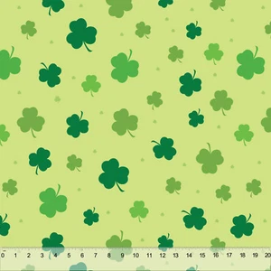 Tossed Shamrocks Green - Home Decor Fabric Polyester 62" W Sold by the Yard - Picture 1 of 1