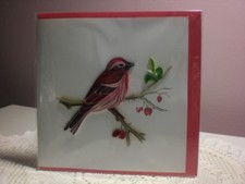 Quilling Cards LLC - 3D Purple Finch Note Card 