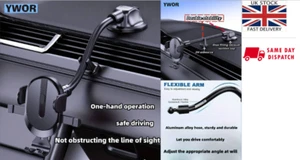 Gooseneck Flexible Long Arm 29.5cm Solid Car Truck Phone Mount Holder Windshield - Picture 1 of 10