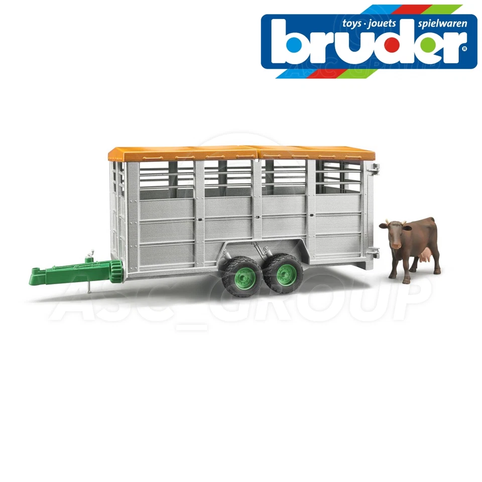 Bruder Giocattoli 02227 Doppio Asse Catle Bestiame Rimorchio & Mucca 1:16 Scale - Immagine 1 di 1