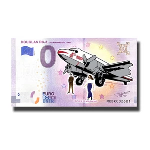 Billete de 0 euros recuerdo Douglas DC-3 TAP Air Portugal 1945 MEBK 2019-2 colores - Imagen 1 de 3