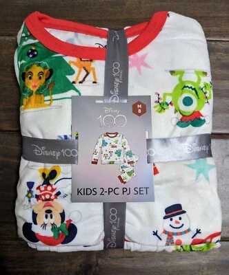 Kids Disney 100 Celebration  2pc Long Sleeve Top And Pants Pajama Set Medium (8) - Image 1 of 4