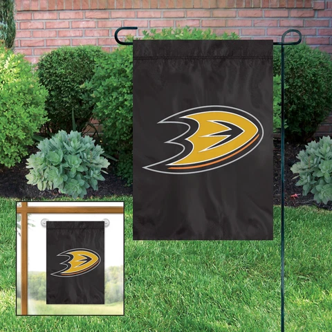 2 Anaheim Ducks NHL Mini Flag Garden or Window 15" x 10.5" Window Hanger Incl Cover
