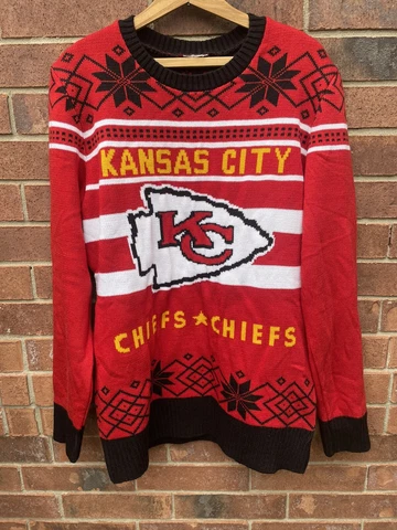 Kansas City Chiefs Red Black Junk Food Ugly Christmas Sweater L/XL 21X29 inch Cover