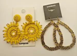 "Paquete de 2 pendientes de joyería Express nuevo con etiquetas amarillo y ""latón" - Imagen 1 de 6
