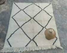 Moroccan Rug beni ourain rug 6'8 "x 5'5" ft 100% Soft Wool Natural Off white RUG