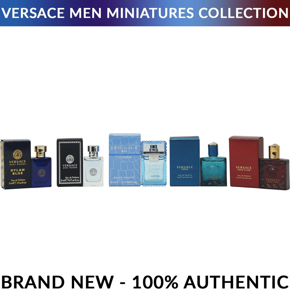 Versace Men's Mini Collection EDT and EDP 5ml Bottles Custom Bundle Gift Set NEW - Image 1 of 4