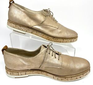 AGL Women's Attilio Giusti Leombruni Italy Calfskin Metallic Oxford Shoes 38.5