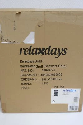 Relaxdays Briefkasten Groß Schwarz Grün 10020775 Sicherheits-Klappe Neu MwSt - Bild 1 von 4
