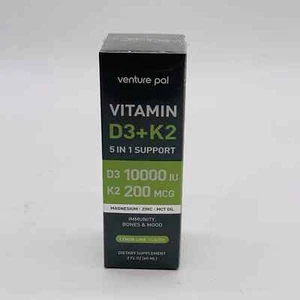 Vitamin D3 K2 Drops 10000 IU Vitamin D3 200 MCG K2 Lemon Lime 2 Oz Exp 12/25 - Picture 1 of 4