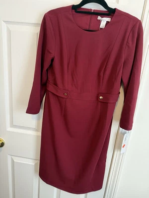 Vestido vaquero tejido manga codo vino tinto London Times para mujer talla 8 nuevo con etiquetas Foto 1 de 4