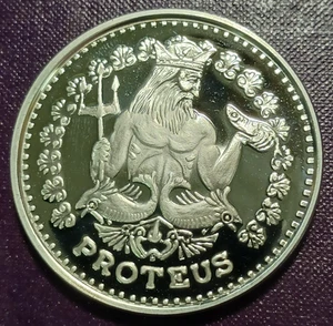 Proteus 2019  .999 Fine Silver Theme New Orleans Mardi Gras Krewe Doubloon - Picture 1 of 2