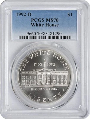 1992-D White House Commemorative Silver Dollar MS70 PCGS - Image 1 of 2