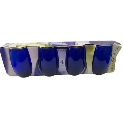 Conjunto de 4 taças de vinho Circleware Uptown azul cobalto sem haste novo - Imagem 1 de 4