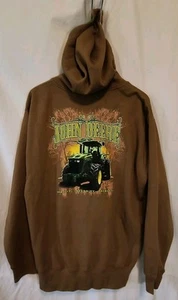 Sudadera con capucha vintage John Deere de algodón cremallera completa XL forrada capucha marrón y verde John Deere - Imagen 1 de 10