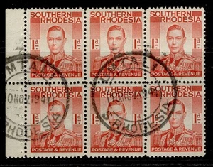 SOUTHERN RHODESIA GVI SG41, 1d scarlet, VFU. Booklet pane x6 - Picture 1 of 1