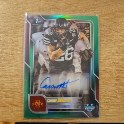 2025 Bowman Chrome U #55 Carson Hansen Green Auto  /99 Iowa State Cyclones - Image 1 of 3