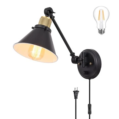 Wall Sconce Plug in, Dimmable Wall Sconce Wall Lights with Plug in Cord and D... - Image 1 of 4