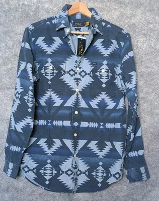 Polo Ralph Lauren Southwestern Tribal Beacon Aztec Indigo Jacquard Shirt Mens SP - Image 1 of 4