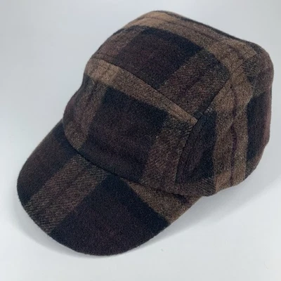 Gorra Banana Republic Marrón a Cuadros Ajustada MEDIANA/GRANDE Mezcla de Lana Montar Caza Foto 1 de 4