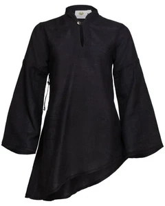 Blusa Mytholon Galatea lino negro XXL Larp Edad Media #16312 - Imagen 1 de 5