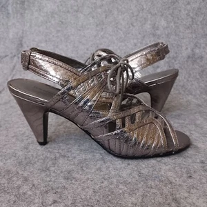 Bandolin0 Womens Sandal 6M Silver Metallic Delmari Strappy Sling Back Pump - Picture 1 of 14