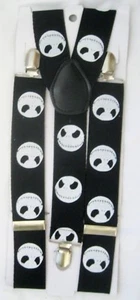 Unisex Men Women Jack Skellington Skeleton Heads 1 1/2" Adjustable Suspenders - Picture 1 of 1