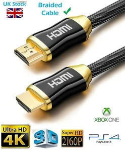 PREMIUM 4K HDMI CABLE 2.0 HIGH SPEED GOLD PLATED BRAIDED LEAD 2160P 3D HDTV UHD - Picture 1 of 7