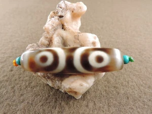 Tibetan Old Agate Dzi Beads Amulet Pendant Bracelet Ancient 6 Eyes Gzi Bead I9 - Picture 1 of 8