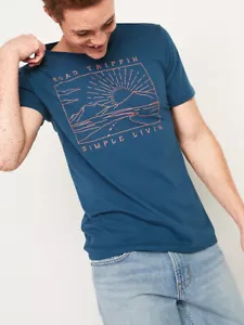 T-shirt nuova con etichette vecchia navy grafica lavata morbida Road Trippin semplice Livin uomo piccola - Foto 1 di 2