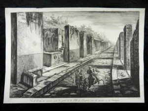 PIRANESI GIOVANNI BATTISTA FRANCESCO GROßE RADIERUNG 1804 POMPEJI ETCHING H92 - Picture 1 of 2