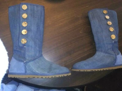 Botas femininas Ugg jeans/jean botões laterais 6 - Imagem 1 de 4